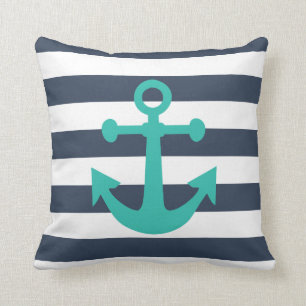 Blaue Streifen Türkis Anchor Kissen