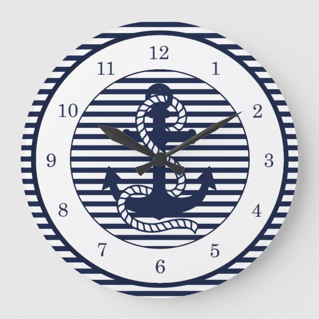 Blaue Streifen und blauer Anker der Nautischen Mar Große Wanduhr (Vorderseite)