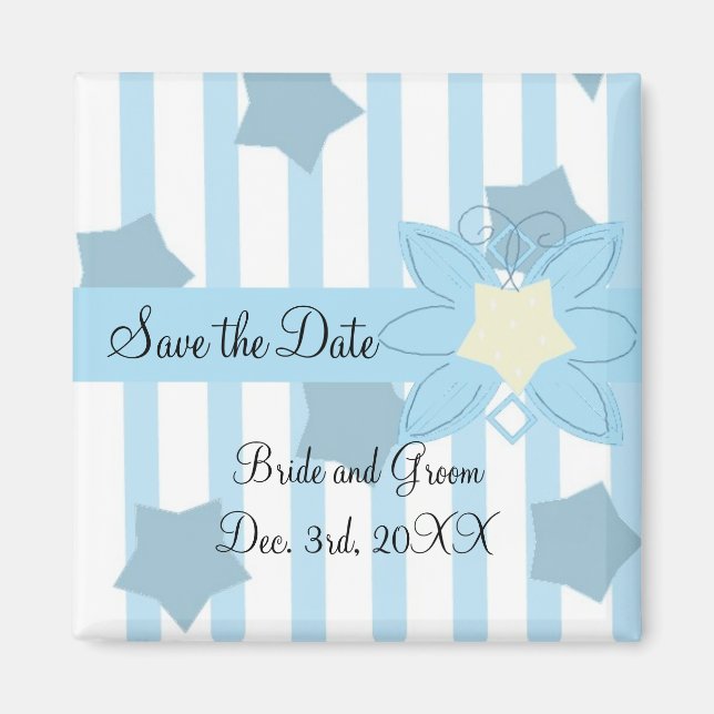 Blaue Streifen und Stars Save the Date Magnet (Vorne)