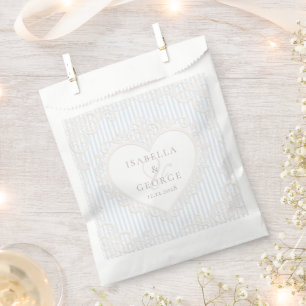 Blaue Streifen Vintage Weiße Spitze Hochzeit Danke Geschenktütchen