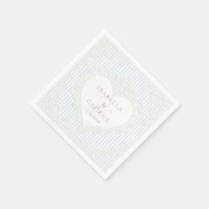 Blaue Streifen Vintage Weiße Spitze viktorianische Serviette