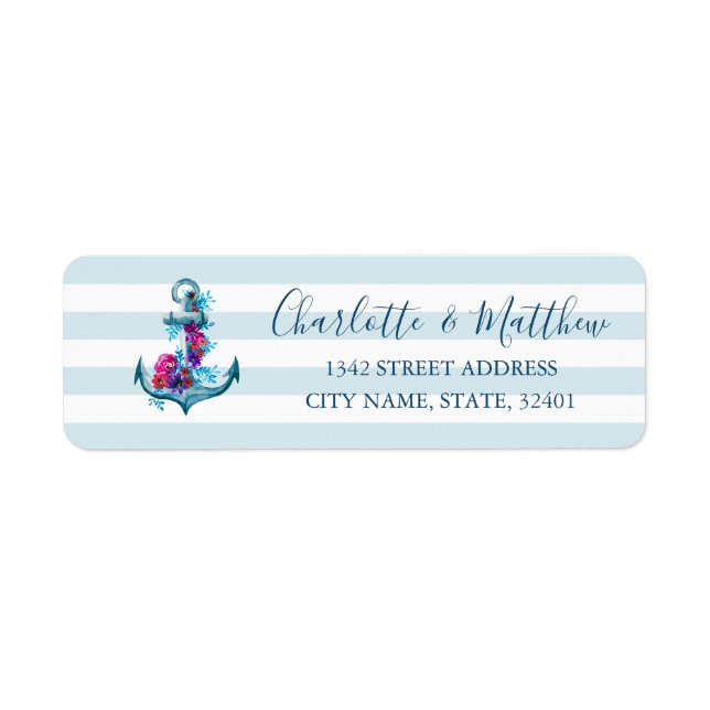 Blaue Streifen Wasserfarbenanker Hochzeit (Vorne)