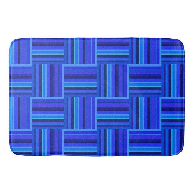 Blaue Streifen Webmuster Badematte (Vorderseite)