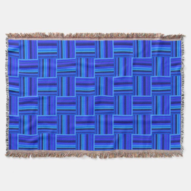 Blaue Streifen Webmuster Decke (Vorderseite)