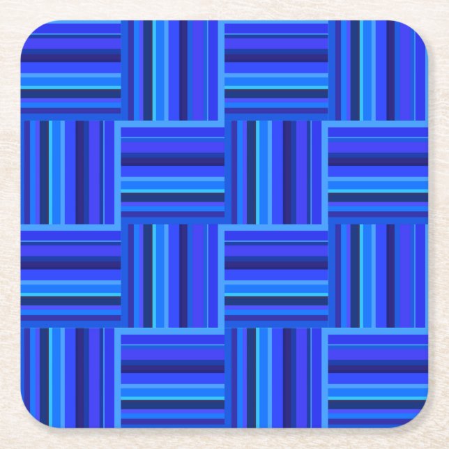 Blaue Streifen Webmuster Rechteckiger Pappuntersetzer (Vorderseite)