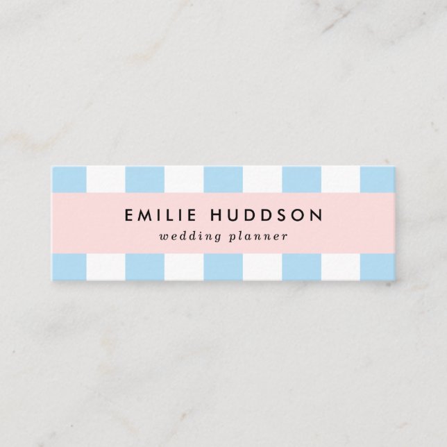 Blaue Streifen, weiße Streifen, gestreiftes Muster Mini Visitenkarte (Vorderseite)