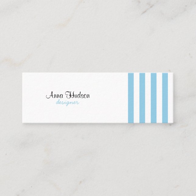 Blaue Streifen, weiße Streifen, gestreiftes Muster Mini Visitenkarte (Vorderseite)