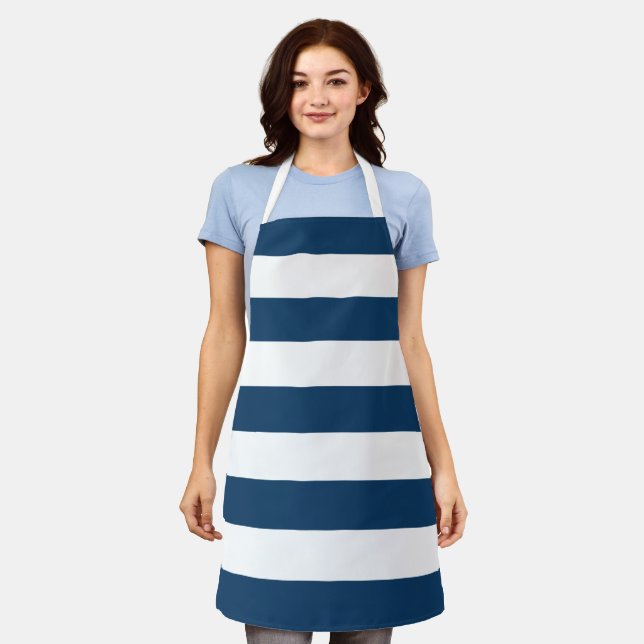Blaue Streifen, weiße Streifen, gestreiftes Muster Schürze (Getragen)