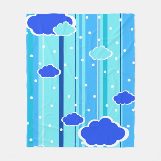 blaue Streifen Wolken Punkte Fleecedecke (Vorderseite)