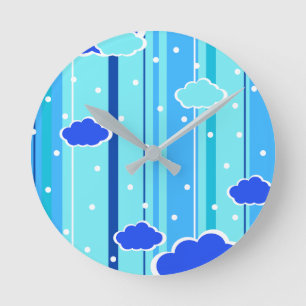 blaue Streifen Wolken Punkte Runde Wanduhr