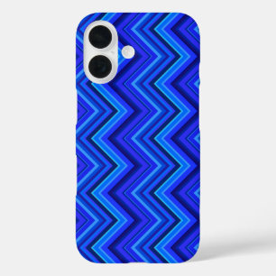 Blaue Streifen Zickzack-Muster iPhone 16 Hülle