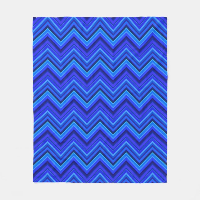 Blaue Streifen Zickzack-Muster Fleecedecke (Vorderseite)