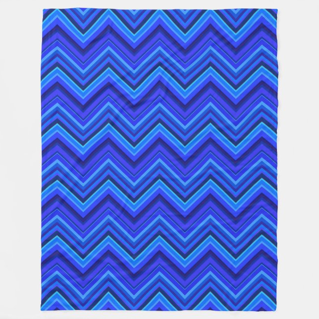 Blaue Streifen Zickzack-Muster Fleecedecke (Vorderseite)