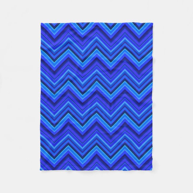 Blaue Streifen Zickzack-Muster Fleecedecke (Vorderseite)