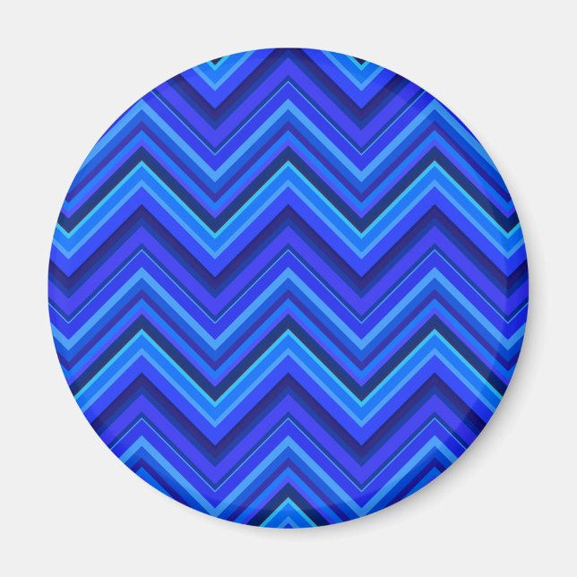 Blaue Streifen Zickzack-Muster Magnet (Vorne)