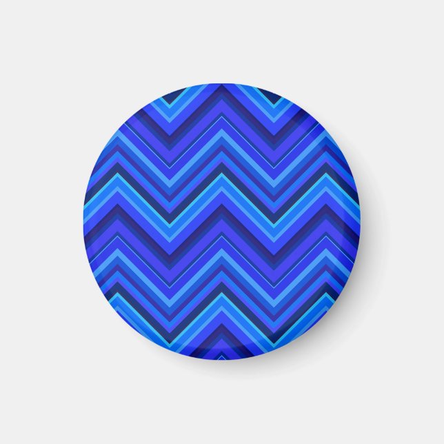 Blaue Streifen Zickzack-Muster Magnet (Vorne)