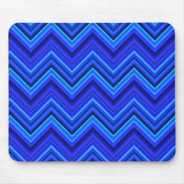 Blaue Streifen Zickzack-Muster Mousepad (Vorne)