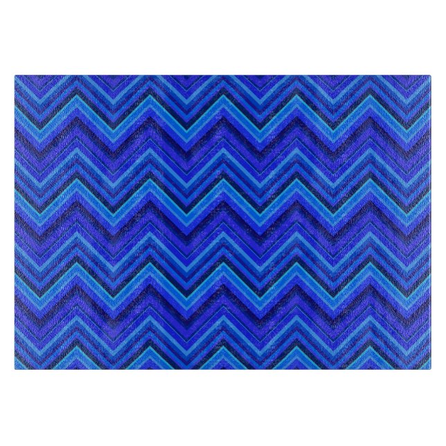 Blaue Streifen Zickzack-Muster Schneidebrett (Vorderseite)