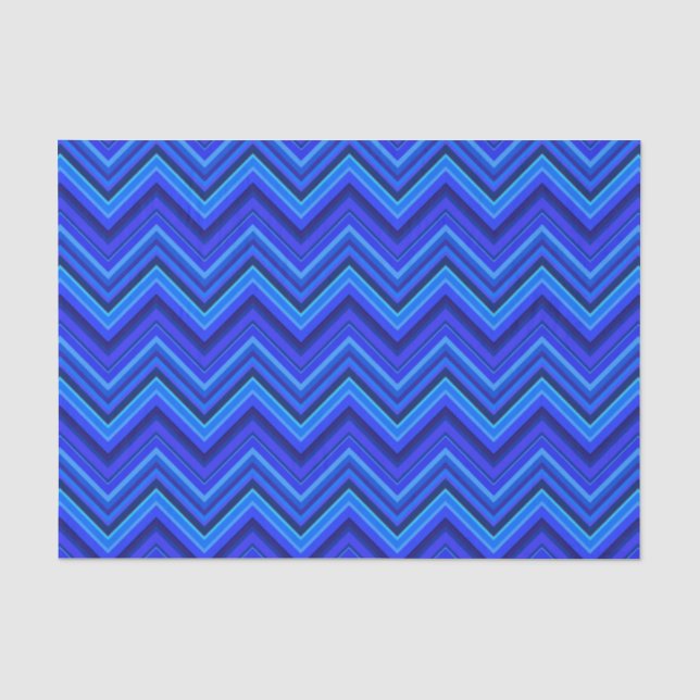 Blaue Streifen Zickzack-Muster Seidenpapier (Vorderseite)