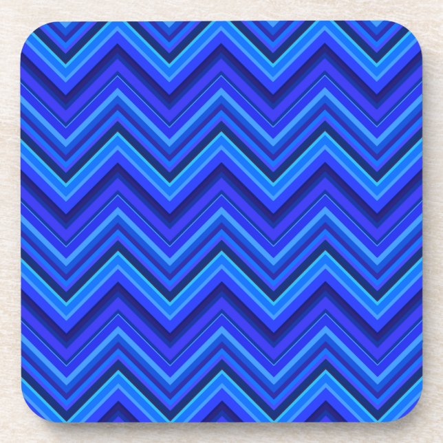Blaue Streifen Zickzack-Muster Untersetzer (Vorderseite)