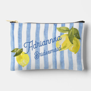 Blaue Streifen Zitronen Brautjungfern Geschenke pe Zubehörtasche
