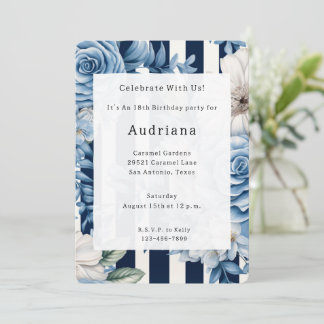 Blaue Streifen zum Geburtstag Einladung