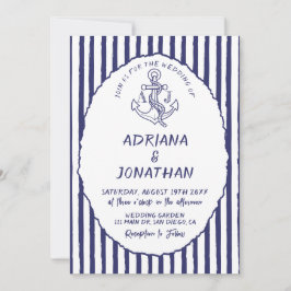 Blaue Streifen zum Hochzeitsempfang Einladung