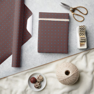 Blaue strenge Tupfen auf Braun Geschenkpapier