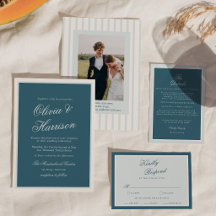 Blaue Striche - Elegante Hochzeitseinladung im mar