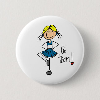 Blaue Strichmännchen-Cheerleader-T - Shirts und Button