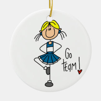 Blaue Strichmännchen-Cheerleader-T - Shirts und Keramikornament