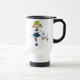 Blaue Strichmännchen-Cheerleader-T - Shirts und Reisebecher