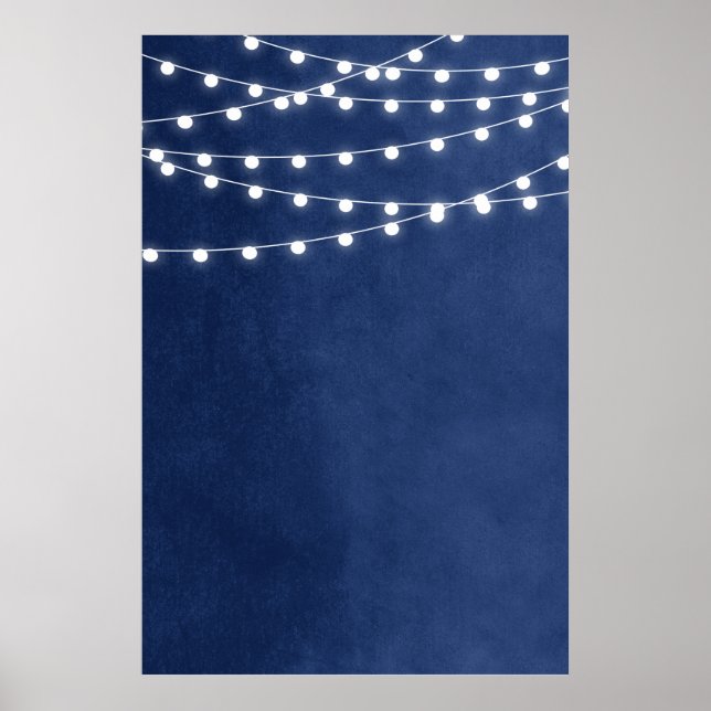 Blaue String-Lichter zum Hochzeitszeichen Poster (Vorne)