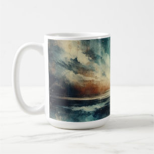 Blaue stürmische Meereslandschaft altes Foto Kaffeetasse