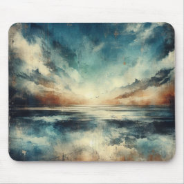 Blaue stürmische Meereslandschaft altes Foto Mousepad