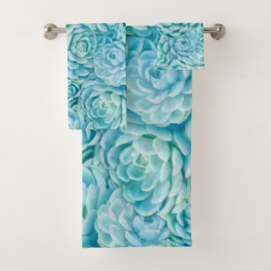 Blaue Succulents Badhandtuch Set