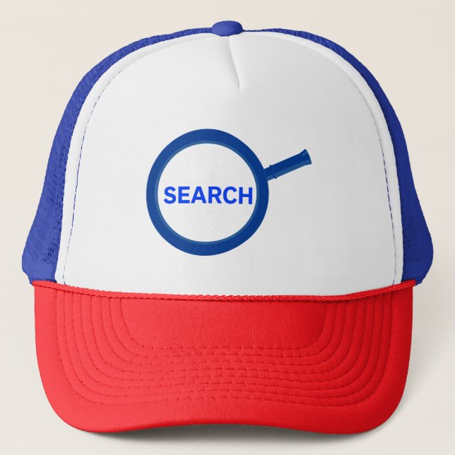 Blaue Suchlupe Truckerkappe (Vorderseite)