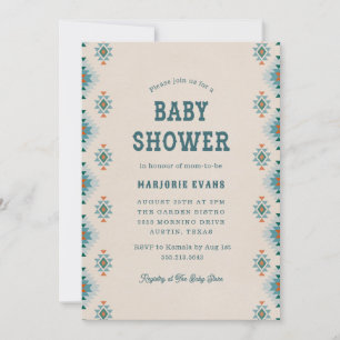 Blaue südwestliche Aztek-Muster-Baby-Party Einladung