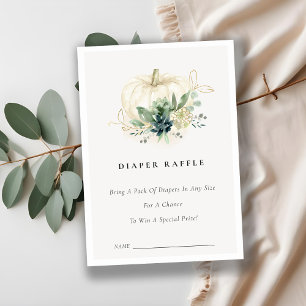 Blaue Sukkulenten-Kürbis-Windel-Raffle-Baby-Party Begleitkarte