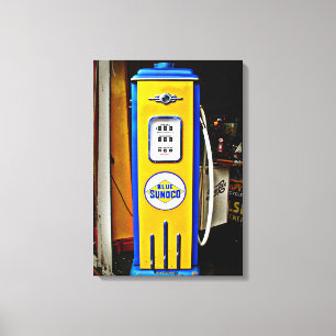Blaue Sunoco Vintage Zapfsäule Leinwanddruck