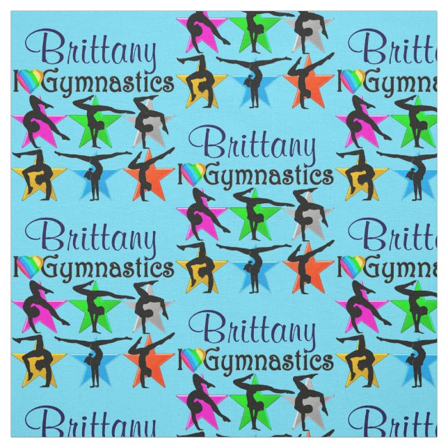 BLAUE SUPER STAR PERSONALISIERT GYMNAST FABRIC STOFF (Muster)