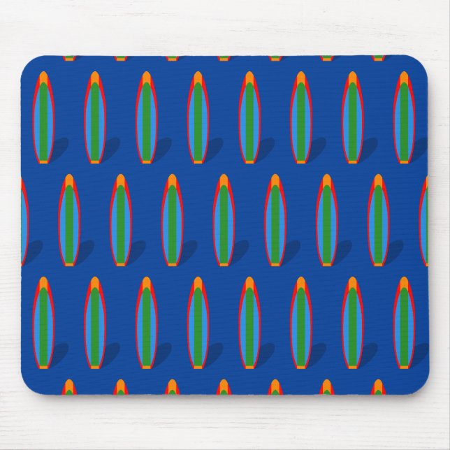 Blaue Surfboard Strand Mousepad (Vorne)