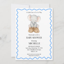 Blaue süße Baby-Elefanten-Baby-Shower-Einladung Einladung