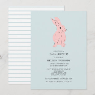 Blaue süße Häschen-Baby-Shower-Einladung Einladung