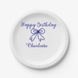 Blaue SÜSSE HINZUFÜGEN NAME BABY Geburtstag Pappteller