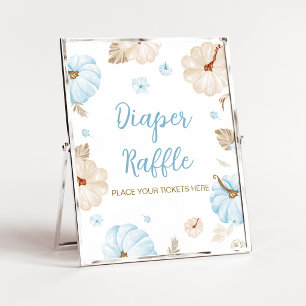 Blaue Süße Kleine Kürbis-Windeln-Raffle-Tafel Poster