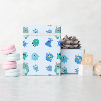 Blaue süße Monster-Kindergeschenkverpackung für Ju Geschenkpapier