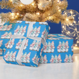 Blaue süße Schneemänner Weihnachtsgeschenkverpacku Geschenkpapier