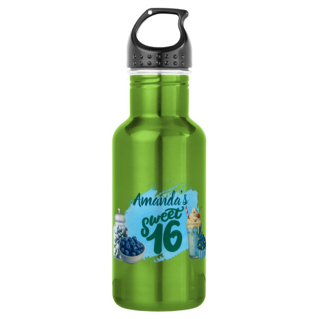 Blaue Süße Sechzehn Wasserflasche (Vorderseite)
