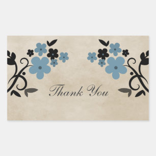 Blaue Süße Vintage-Blumen-Dankeschön-Aufkleber Rechteckiger Aufkleber